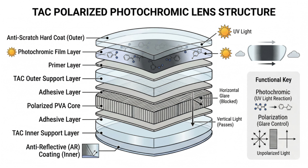 Do polarized TAC lenses support photochromic features