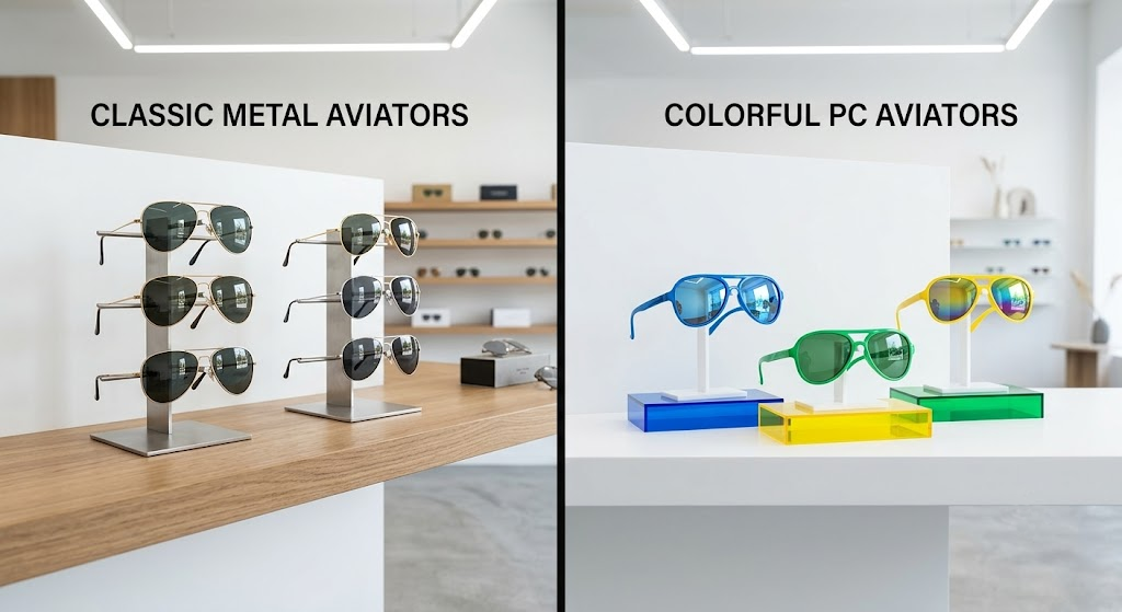 glossy PC best aviator shades surface finishing detail