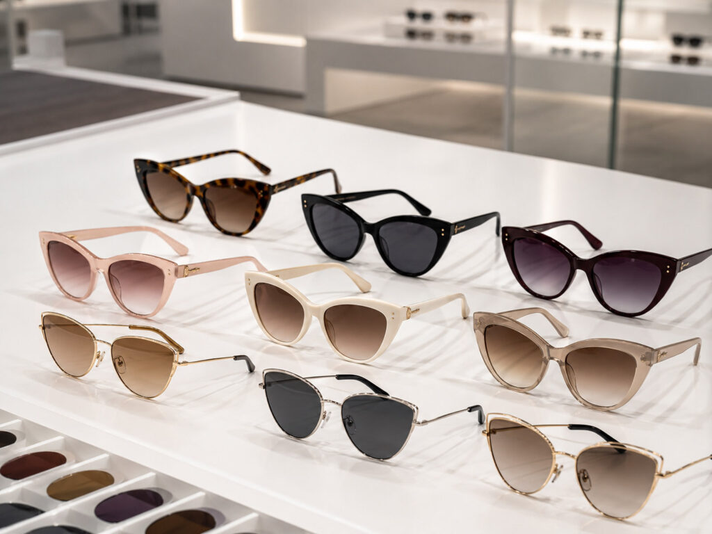 cat eye sunglasses for ladies B2B eyewear sourcing samples